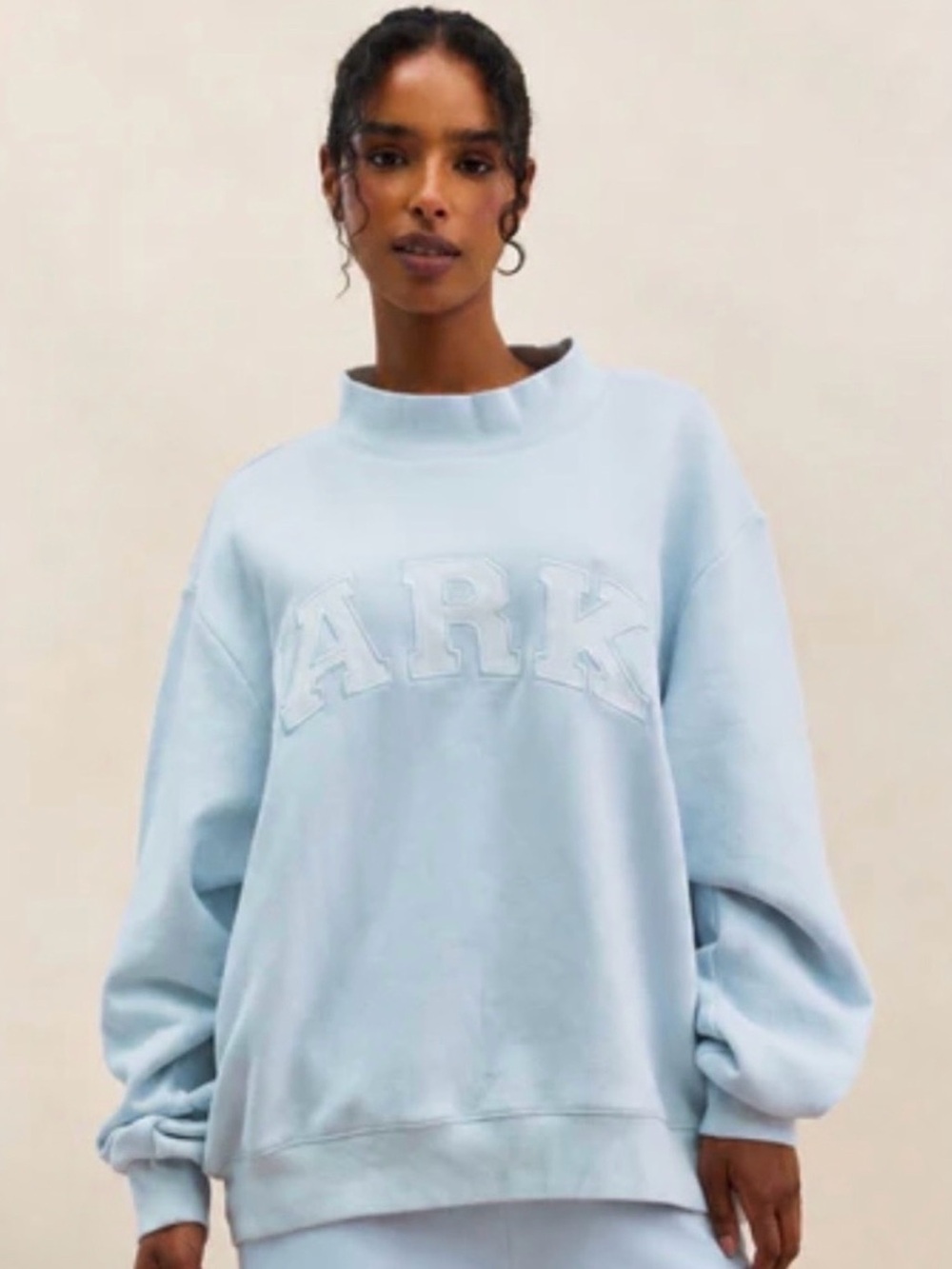 NWT Parke Birthday Varsity Mock-Neck Sweatshirt - Frosting XXL